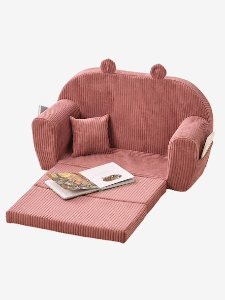 Canapé chauffeuse ours velours rose 4 - vertbaudet enfant 