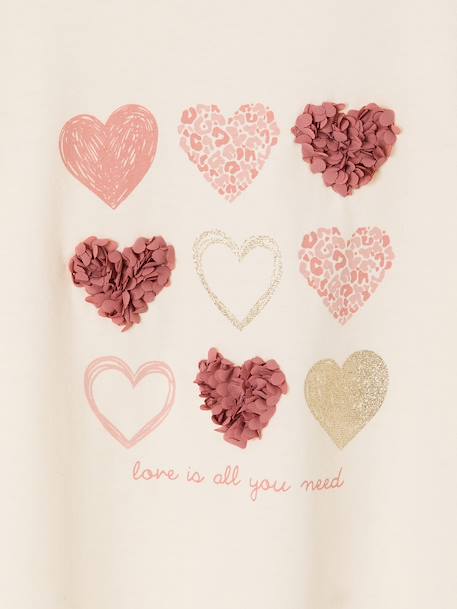 T-shirt manches courtes cœurs écru 3 - vertbaudet enfant 
