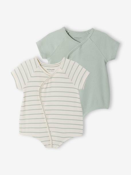 Lot 2 combishorts bébé personnalisable vert sauge 1 - vertbaudet enfant 
