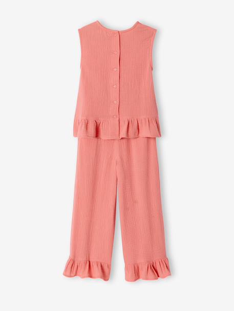 Ensemble blouse pantalon volants corail 4 - vertbaudet enfant 