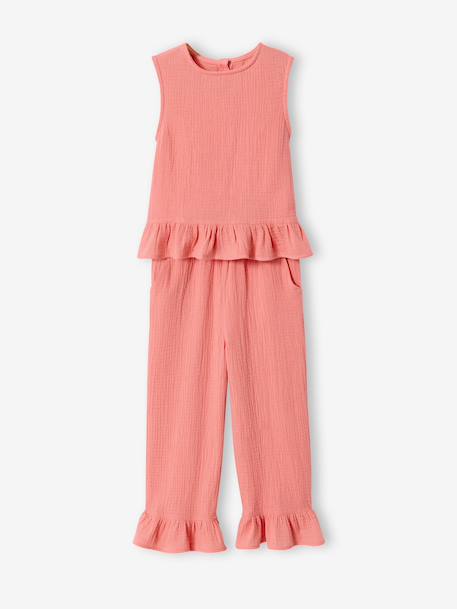Ensemble blouse pantalon volants corail 1 - vertbaudet enfant 