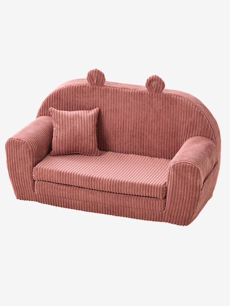 Canapé chauffeuse ours velours rose 3 - vertbaudet enfant 