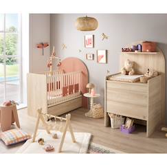 Chambre et rangement-Pack chambre bébé évolutif – lit bébé 120x60 transformable en 90x190 + commode à langer évolutive en bureau - arche