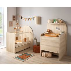 Chambre et rangement-Pack chambre bébé évolutif – lit bébé 120x60 transformable en 90x190 + commode à langer évolutive en bureau - arche