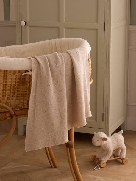 Plaid pointelle bébé lambswool Beige chine+Ivoire 1 - vertbaudet enfant 