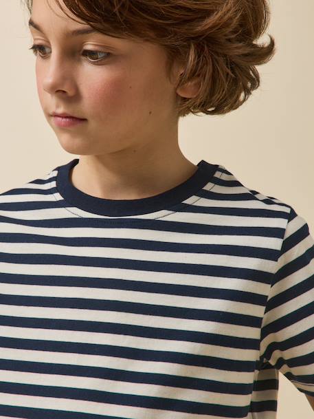 T-shirt rayé garçon - coton biologique Rayure bico bleu+Rayure bico verte 3 - vertbaudet enfant 