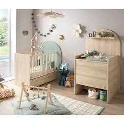 Chambre et rangement-Chambre-Chambre bébé complète-Pack chambre bébé évolutif – lit 120x60 transformable en 90x190 + commode à langer évolutive en bureau - arche