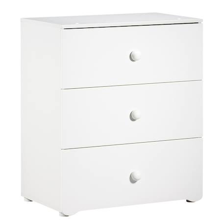 Chambre bébé complète basic, lit 120x60 tout barreaux, commode à langer 3 tiroirs et armoire 2 portes - boutons cœur - basic Blanc+Blanc/gris+Blanc/rose 6 - vertbaudet enfant 