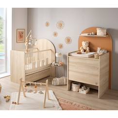 Chambre et rangement-Pack chambre bébé évolutif – lit bébé 120x60 transformable en 90x190 + commode à langer évolutive en bureau - arche