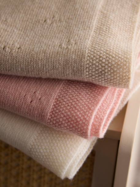 Plaid pointelle bébé lambswool Beige chine+Ivoire 4 - vertbaudet enfant 