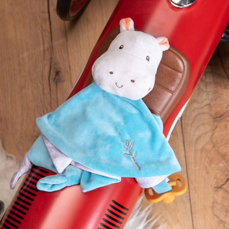 Carré doudou bebe bamboo - hippopotame - 24 cm s/carte Bleu 2 - vertbaudet enfant 