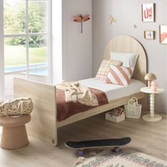 Chambre et rangement-Lit junior 90x190 avec sommier et matelas - décor bois - tête de lit forme arche - arche