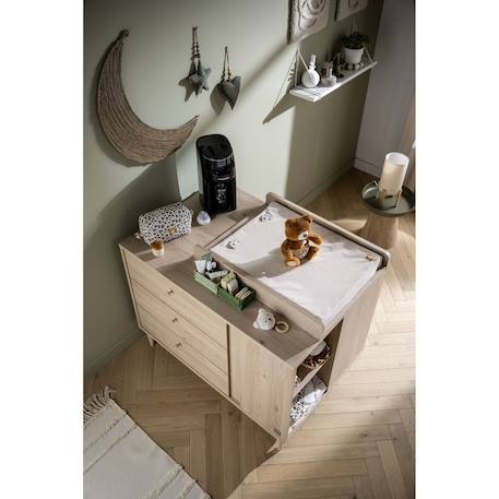 Commode-îlot bébé avec plan à langer avec rangements 3 faces - roulettes incluses - ilot bebe Marron 5 - vertbaudet enfant 