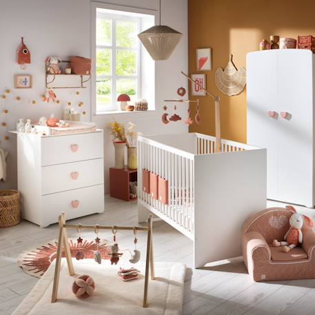 Lit bébé 120x60 avec têtes de lit panneaux laquées blanc et sommier réglable - basic Blanc 5 - vertbaudet enfant 