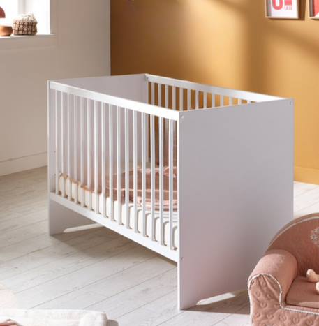 Chambre complète bébé avec lit à barreaux et commode à langer - basic Blanc+Blanc/gris+Blanc/rose 9 - vertbaudet enfant 