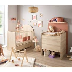 Chambre et rangement-Chambre-Chambre bébé complète-Pack chambre bébé évolutif – lit bébé 120x60 transformable en 90x190 + commode à langer évolutive en bureau - arche