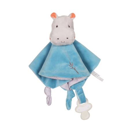 Carré doudou bebe bamboo - hippopotame - 24 cm s/carte Bleu 1 - vertbaudet enfant 