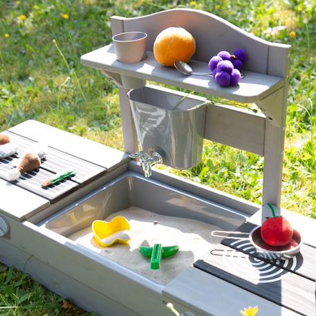 Bac à sable et cuisine 2 en 1 pour balcon - certifié fsc® - bois massif lasuré gris Gris clair 3 - vertbaudet enfant 