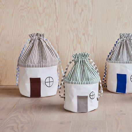 Panier de rangement en coton Marron+Rouge 3 - vertbaudet enfant 