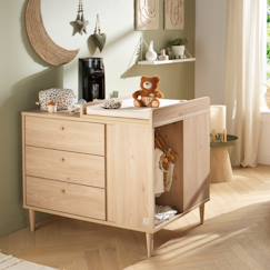 Chambre et rangement-Commode-îlot bébé avec plan à langer avec rangements 3 faces - roulettes incluses - ilot bebe