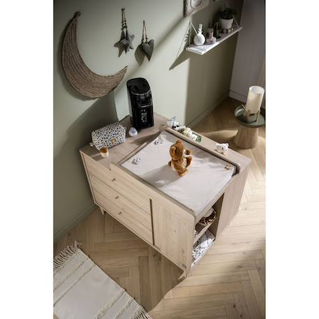 Commode-îlot bébé avec plan à langer avec rangements 3 faces - roulettes incluses - ilot bebe Marron 6 - vertbaudet enfant 