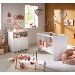 Chambre et rangement-Chambre bébé duo: lit 120x60 et commode à langer 2 portes - first