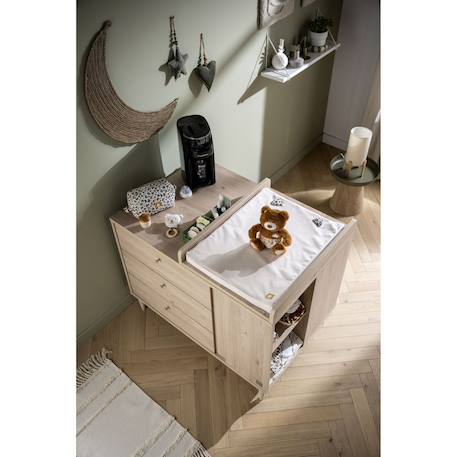 Commode-îlot bébé avec plan à langer avec rangements 3 faces - roulettes incluses - ilot bebe Marron 4 - vertbaudet enfant 