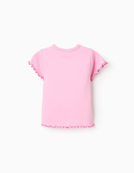 T-shirt en coton côtelé à extrémités ondulées Rose 3 - vertbaudet enfant 