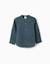 Chemise à manches longues en lin et coton avec col mao Blanc+Bleu clair+Bleu foncé+Jaune clair+Vert 9 - vertbaudet enfant 