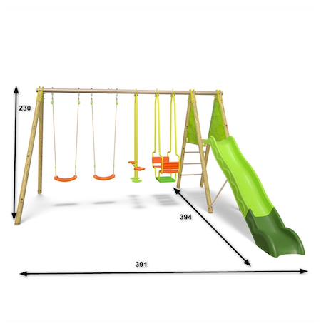 Portique balançoire métal kaheco 2,30 m 8 enfants Bois 3 - vertbaudet enfant 