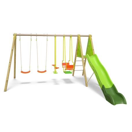 Portique balançoire métal kaheco 2,30 m 8 enfants Bois 2 - vertbaudet enfant 