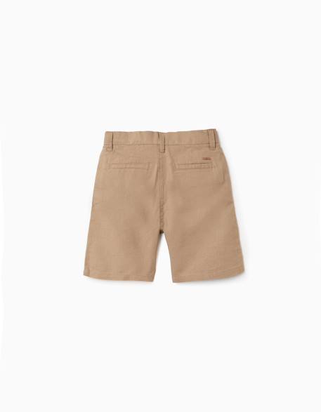 Short chino long en lin et coton Beige foncé+Bleu foncé 2 - vertbaudet enfant 