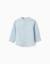 Chemise à manches longues en lin et coton avec col mao Blanc+Bleu+Bleu clair 9 - vertbaudet enfant 