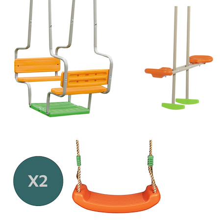 Portique balançoire métal kaheco 2,30 m 8 enfants Bois 4 - vertbaudet enfant 