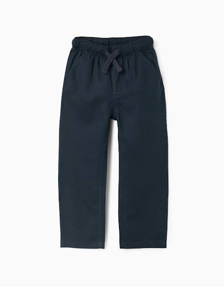 Garçon-Pantalon à coupe droite en lin avec cordon de serrage