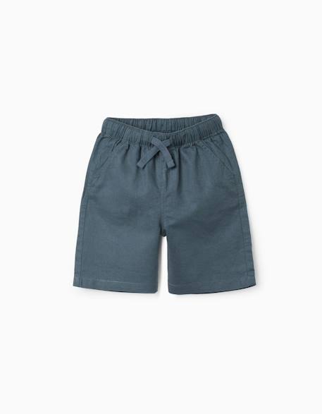 Garçon-Short midi en lin et coton avec cordon de serrage