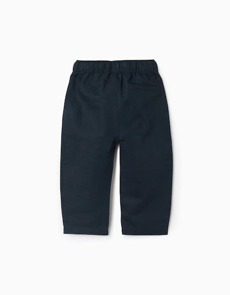 Pantalon en lin avec cordon de serrage Beige clair+Bleu foncé 6 - vertbaudet enfant 