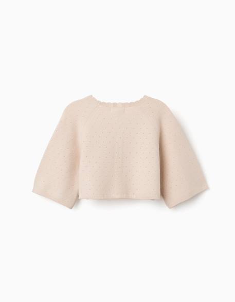 Gilet en maille avec des détails festonnés Beige clair+Blanc 3 - vertbaudet enfant 