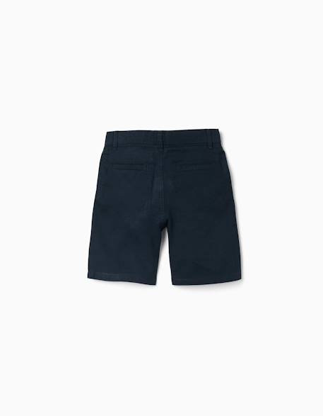 Short chino long en lin et coton Beige foncé+Bleu foncé 6 - vertbaudet enfant 