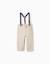 Pantalon en sergé avec bretelles amovibles Beige clair+Vert foncé 1 - vertbaudet enfant 