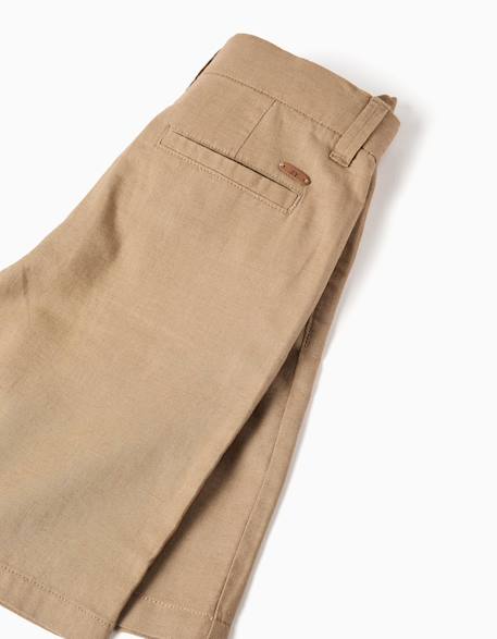Short chino long en lin et coton Beige foncé+Bleu foncé 4 - vertbaudet enfant 