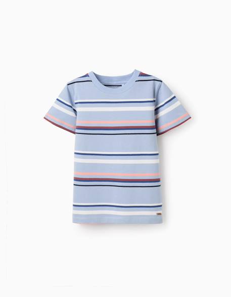 T-shirt rayé en coton Bleu clair 1 - vertbaudet enfant 