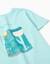 T-shirt en coton à imprimé et appliqué au crochet Bleu clair 3 - vertbaudet enfant 