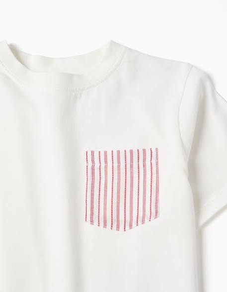 T-shirt en coton avec poche poitrine Blanc 3 - vertbaudet enfant 
