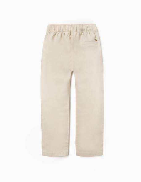 Pantalon à coupe droite en lin avec cordon de serrage Beige clair 2 - vertbaudet enfant 