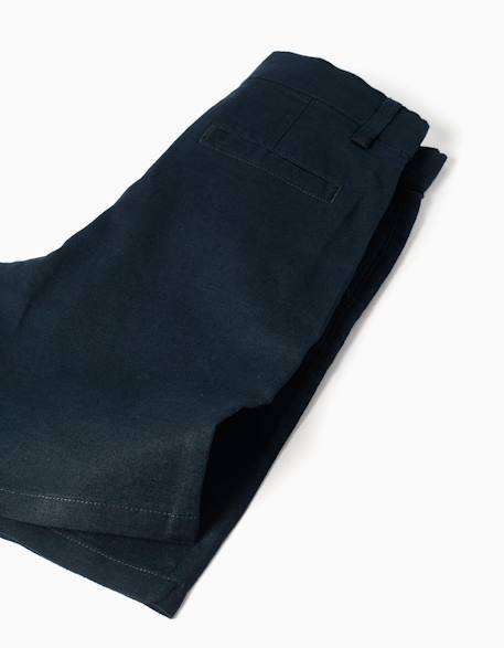 Short chino long en lin et coton Beige foncé+Bleu foncé 8 - vertbaudet enfant 