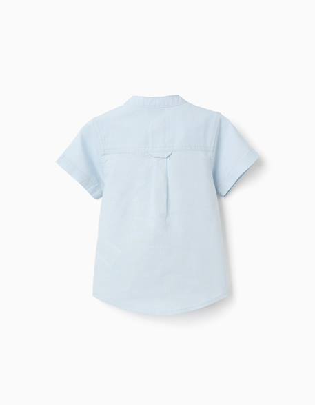 Chemise à manches courtes en lin et coton avec poche Blanc+Bleu clair 5 - vertbaudet enfant 