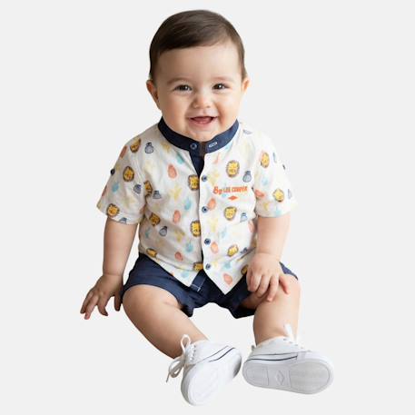 Ensemble chemisier et short bébé garçon Marine+Vert 1 - vertbaudet enfant 