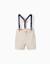 Short midi en sergé avec bretelles amovibles Beige clair 1 - vertbaudet enfant 