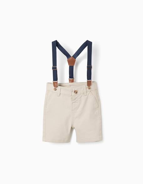 Bébé-Short midi en sergé avec bretelles amovibles